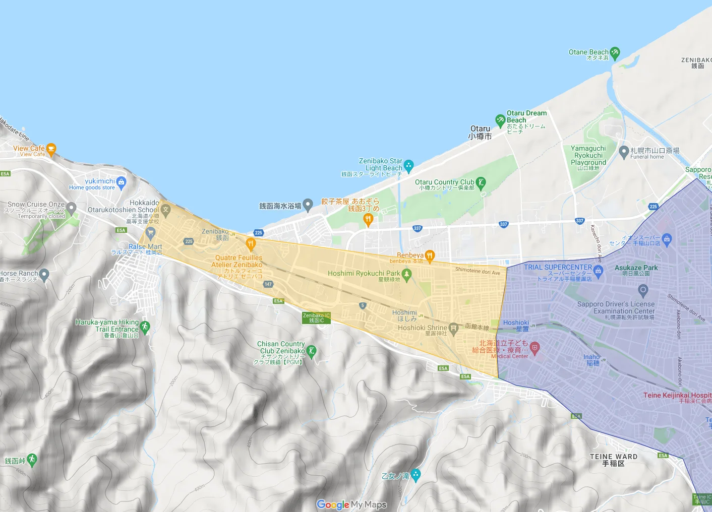 ウーバーイーツasahikawa,higashikagura,takasu,sapporo,otaruエリアマップ