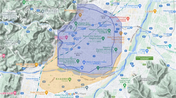 ウーバーイーツnaganoエリアマップ