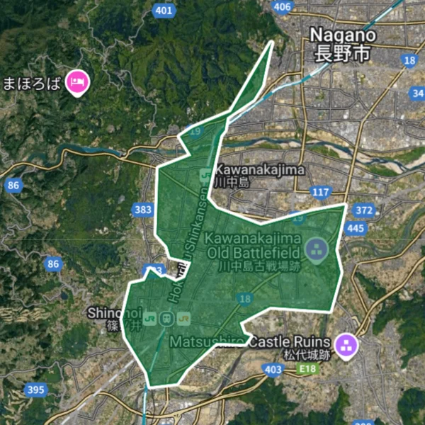 ウーバーイーツnaganoエリアマップ