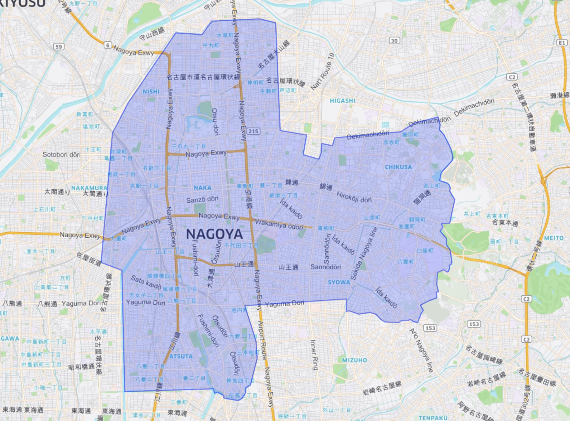 ウーバーイーツnagoyaエリアマップ