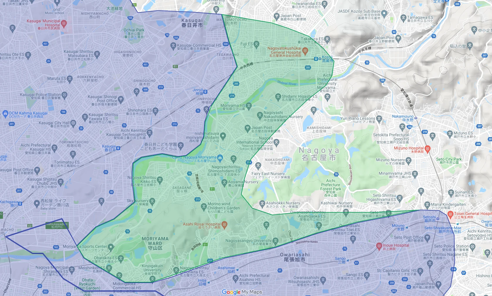 ウーバーイーツnagoya,kasugai,owariasahi,setoエリアマップ