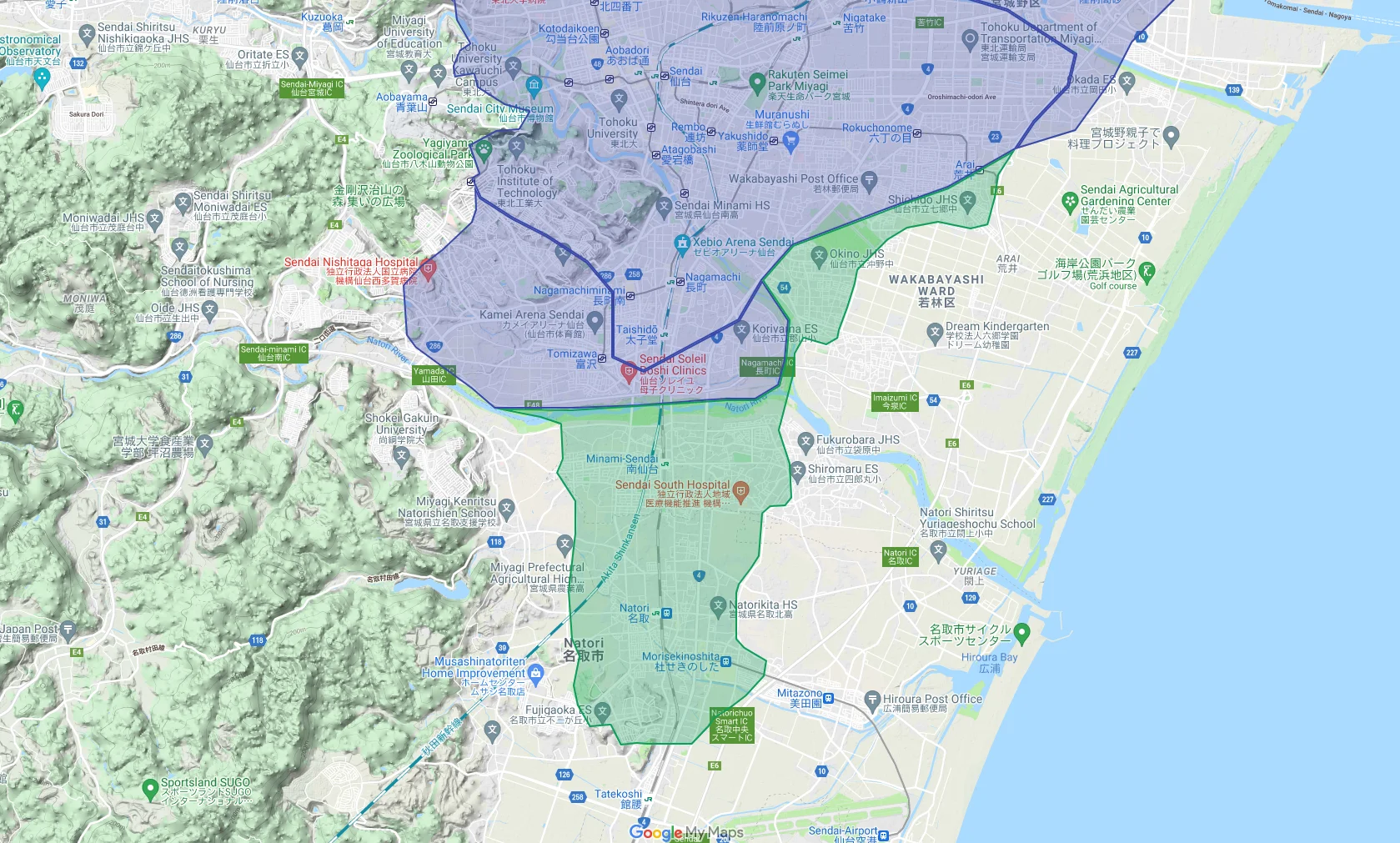 ウーバーイーツsendai,natoriエリアマップ