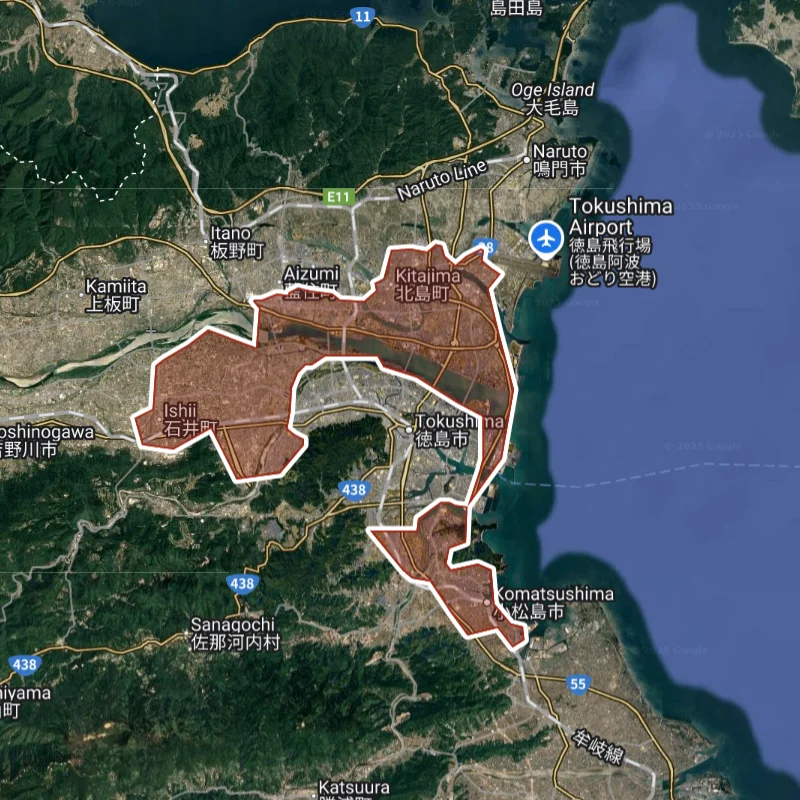 ウーバーイーツtokushima,komatsushimaエリアマップ
