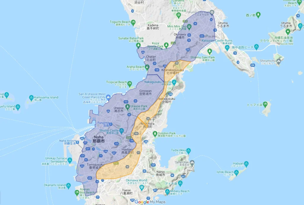 ウーバーイーツtomigusuku,ginowan,okinawa,itoman,nanjo,naha,haebaru,yonabaru,nishihara,yaese,nakagusuku,son,kitanakagusuku,sonエリアマップ