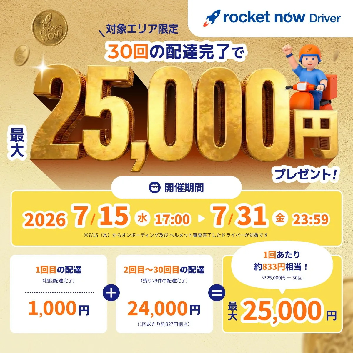 ロケットナウのキャンペーン。2026年7月15日から。