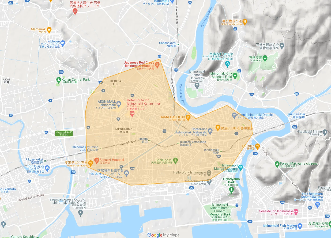 ウーバーイーツishinomaki,higashimatsushimaエリアマップ