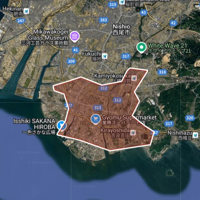 ウーバーイーツnishioエリアマップ
