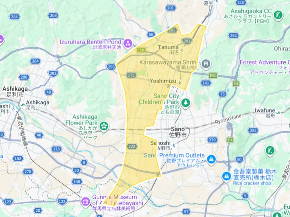 ウーバーイーツsanoエリアマップ