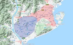 ウーバーイーツshizuokaエリアマップ