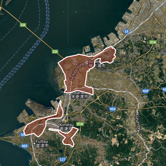 ウーバーイーツsodegaura,kisarazu,kimitsuエリアマップ
