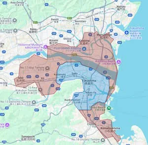 ウーバーイーツtokushima,komatsushimaエリアマップ