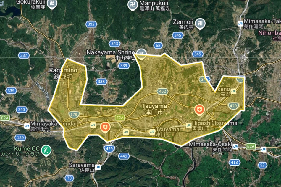ウーバーイーツtsuyamaエリアマップ